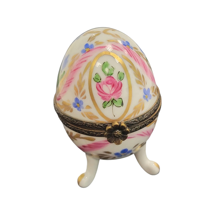 Pink Elegance Egg Box for Home Decor Porcelain Limoges egg French Trinket Box