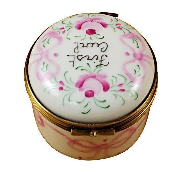 Pink First Curl Keepsake for New Parents Porcelain Limoges Baby Special Occasion French Trinket Box