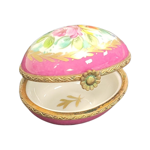 Pink Floral Elegance for Home Decor Porcelain Limoges egg French Trinket Box