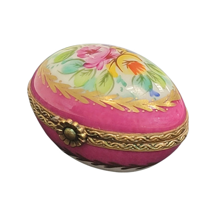 Pink Floral Elegance for Home Decor Porcelain Limoges egg French Trinket Box