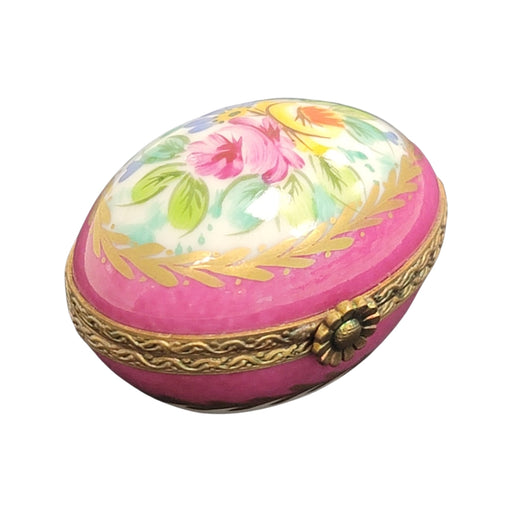 Pink Floral Elegance for Home Decor Porcelain Limoges egg French Trinket Box