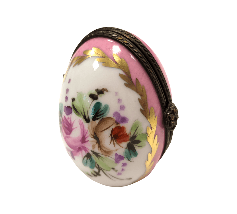 Pink Floral Egg Elegance Box for Home Decor Porcelain Limoges egg French Trinket Box