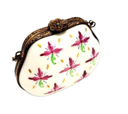 Pink Floral Limoges Box for Collectors Porcelain Limoges purse trinket box limoges French Trinket Box