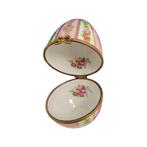 Pink Floral Limoges Egg for Elegant Kitchens Porcelain Limoges egg French Trinket Box