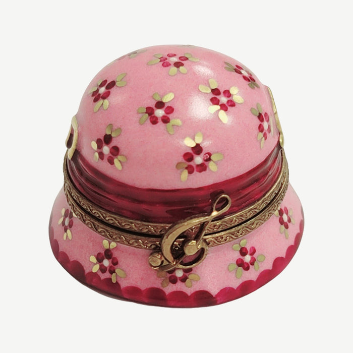 Pink Hat Violin Limoges Box for Music Lovers Porcelain Limoges Music hat French Trinket Box