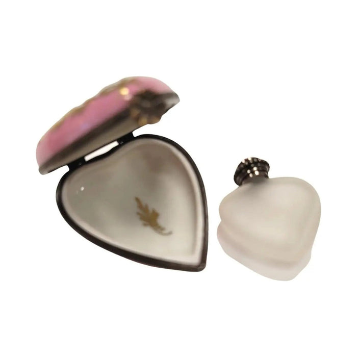 The Pink Heart Perfume Bottle Inside, a Limoges keepsake with true French charm