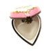 Fine French craftsmanship on the Pink Heart Perfume Bottle Inside Limoges box, painted by hand
