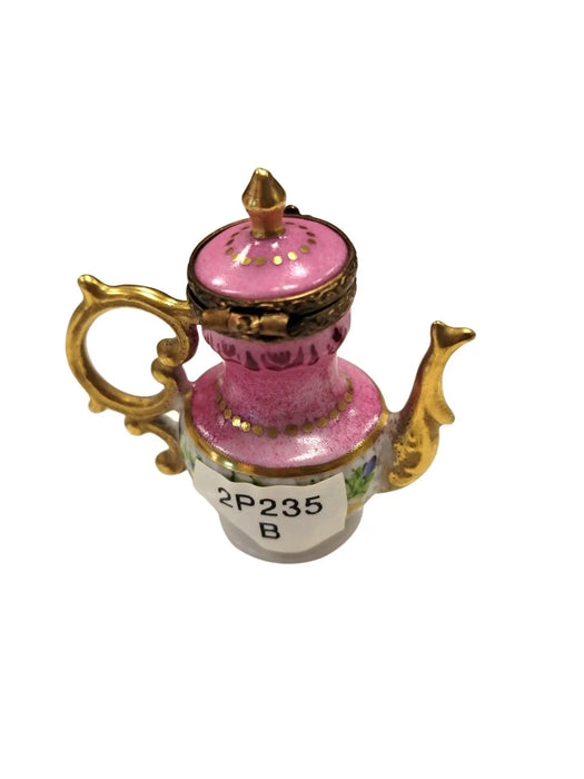Pink Limoges Teapot Charm for Tea Lovers Porcelain Limoges China French Trinket Box