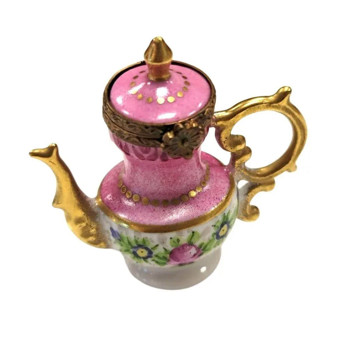 Pink Limoges Teapot Charm for Tea Lovers Porcelain Limoges China French Trinket Box