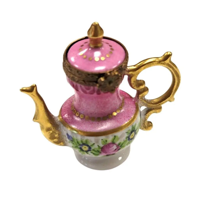 Pink Limoges Teapot Charm for Tea Lovers Porcelain Limoges China French Trinket Box