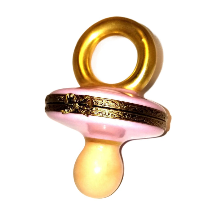 Pink Pacifier Limoges Box for New Parents Porcelain Limoges baby limoges box babies maternity French Trinket Box