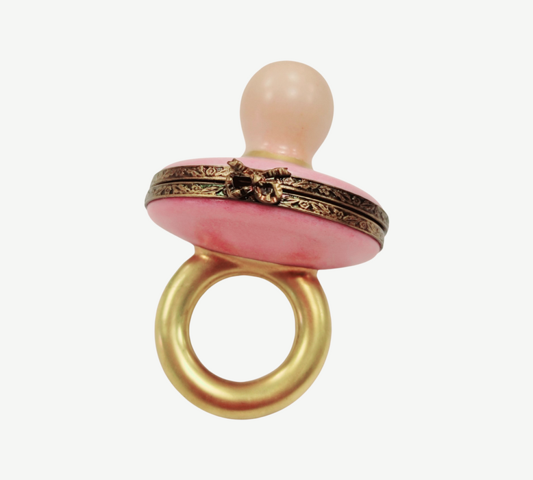 Pink Porcelain Baby Pacifier for Collectors Porcelain Limoges baby limoges box babies maternity French Trinket Box