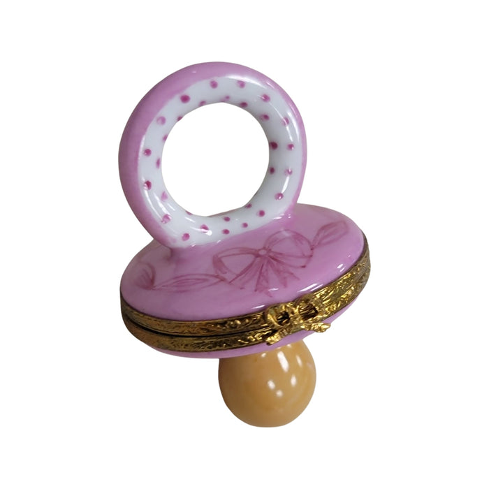 Pink Porcelain Baby Pacifier for Collectors Porcelain Limoges baby limoges box babies maternity French Trinket Box