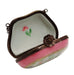 Pink Purse Flowers w Special Antiqued Brass - One of a Kind Hand Painted-purse trinket box limoges-CHPU21