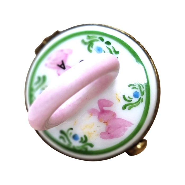 Pink Rabbit Pacifier for Baby Porcelain Limoges baby limoges box babies maternity French Trinket Box