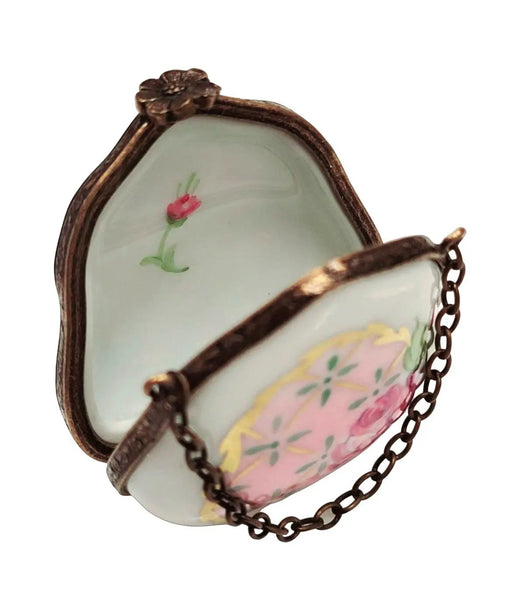 Pink Rose Limoges Box for Collectors Porcelain Limoges purse trinket box limoges French Trinket Box