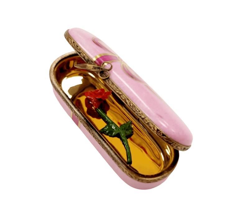 Pink Rose Trinket Box for Love Celebrations Porcelain Limoges valentine rose anniversary flower French Trinket Box