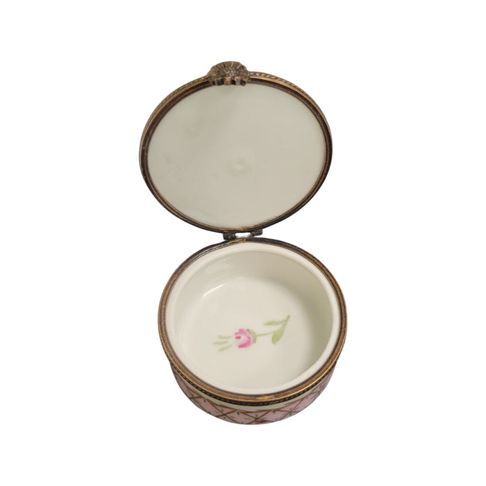 Pink Roses Pill Box for Elegant Gifting Porcelain Limoges round French Trinket Box