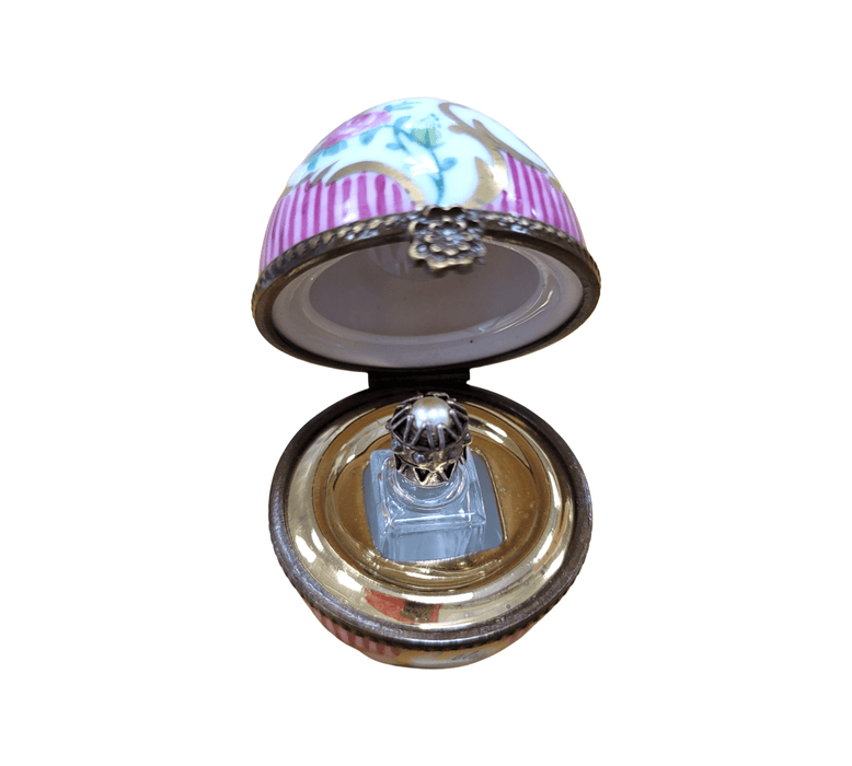 Pink Striped Porcelain Perfume Egg for Elegant Gifting Porcelain Limoges perfume egg French Trinket Box