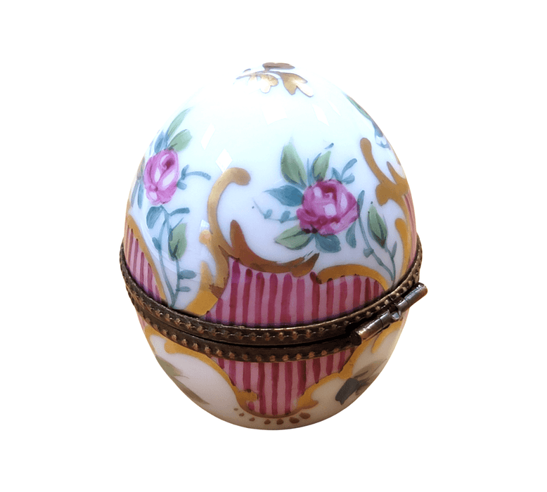 Pink Striped Porcelain Perfume Egg for Elegant Gifting Porcelain Limoges perfume egg French Trinket Box