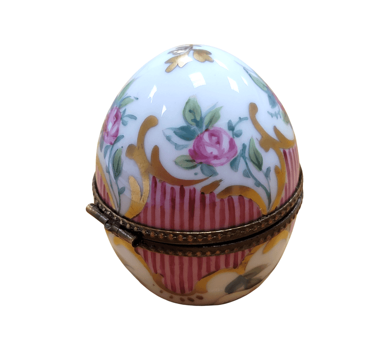 Pink Striped Porcelain Perfume Egg for Elegant Gifting Porcelain Limoges perfume egg French Trinket Box