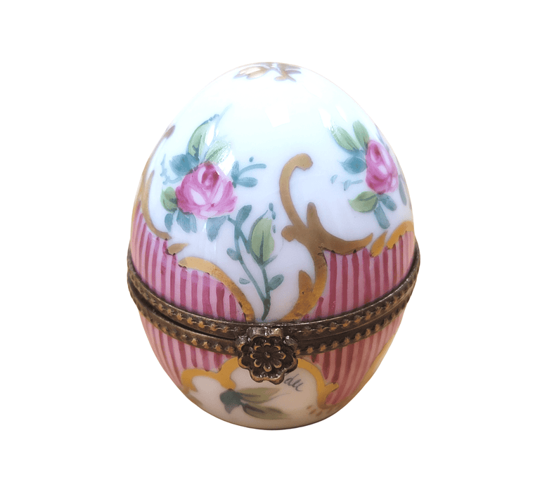 Pink Striped Porcelain Perfume Egg for Elegant Gifting Porcelain Limoges perfume egg French Trinket Box