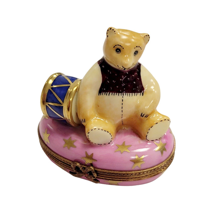 Pink Teddy Bear Keepsake for Child's Gift Porcelain Limoges Teddy xmas French Trinket Box