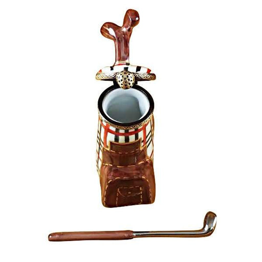 Plaid Golf Bag Limoges Box for Golf Enthusiasts Porcelain Limoges golf French Trinket Box