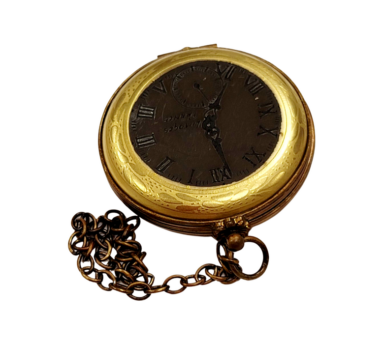 Pocket Watch-Limoges Boxes clock house home-CH1R109