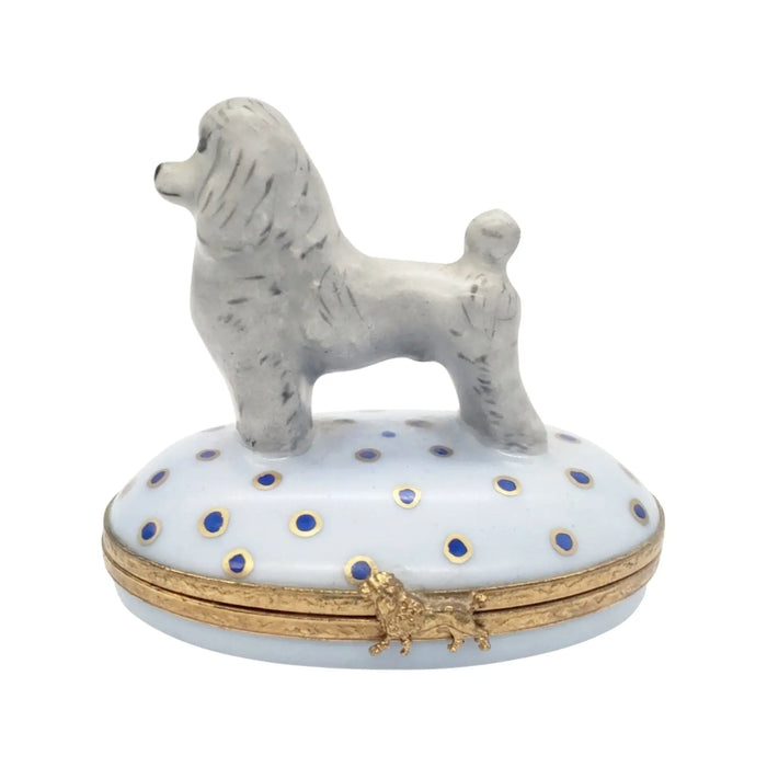 Gray Poodle Limoges Box for Dog Lovers Porcelain Limoges dog dogs French Trinket Box