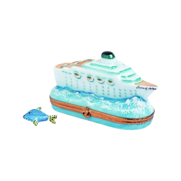 Prince Of Artoria Cruise Shi Limoges Box for Luxury Collectors Porcelain Limoges beach ocean boat French Trinket Box