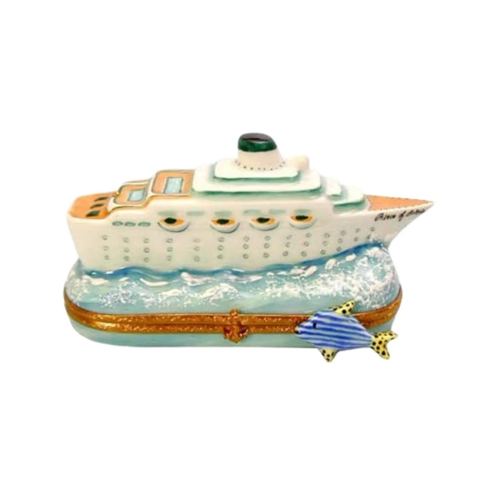 Prince Of Artoria Cruise Shi Limoges Box for Luxury Collectors Porcelain Limoges beach ocean boat French Trinket Box