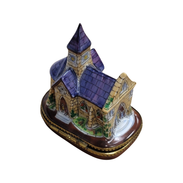 Purple Cathedral Church Limoges Box for Collectors Porcelain Limoges Christian Wedding French Trinket Box