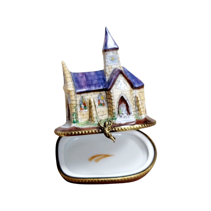 Purple Cathedral Church Limoges Box for Collectors Porcelain Limoges Christian Wedding French Trinket Box