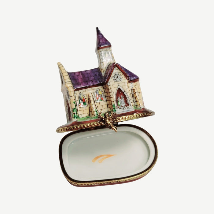 Purple Cathedral Church Limoges Box for Collectors Porcelain Limoges Christian Wedding French Trinket Box