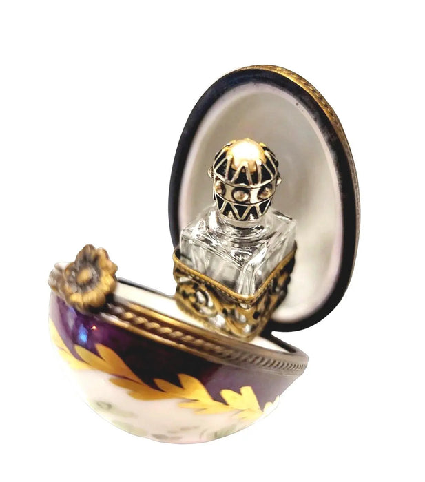 Purple Egg Perfume Box for Collectors Porcelain Limoges perfume egg French Trinket Box