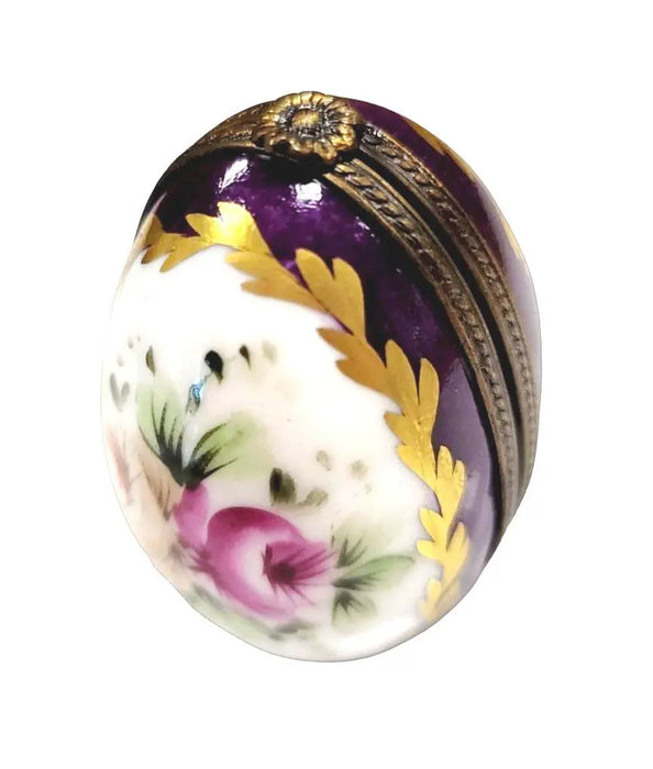 Purple Egg Perfume Box for Collectors Porcelain Limoges perfume egg French Trinket Box