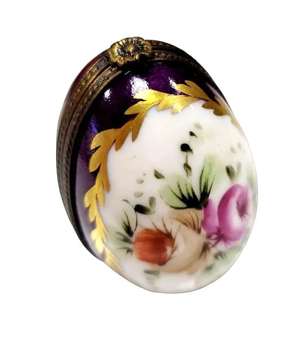 Purple Egg Perfume Box for Collectors Porcelain Limoges perfume egg French Trinket Box