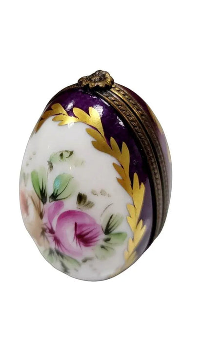 Purple Egg Perfume Box for Collectors Porcelain Limoges perfume egg French Trinket Box