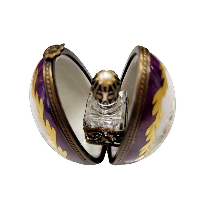 Purple Egg Perfume Box for Collectors Porcelain Limoges perfume egg French Trinket Box