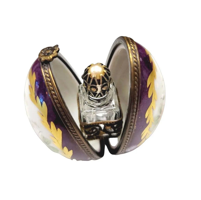 Purple Egg Perfume Box for Collectors Porcelain Limoges perfume egg French Trinket Box