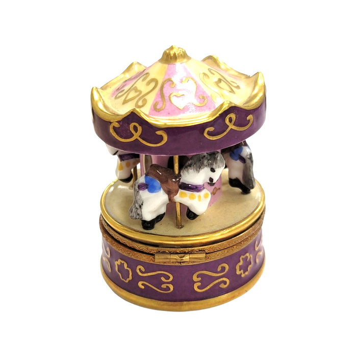 Purple Merry Go Round Carousel Carnival Ride Limoges Box Porcelain Figurine-Carnival-CH9J185