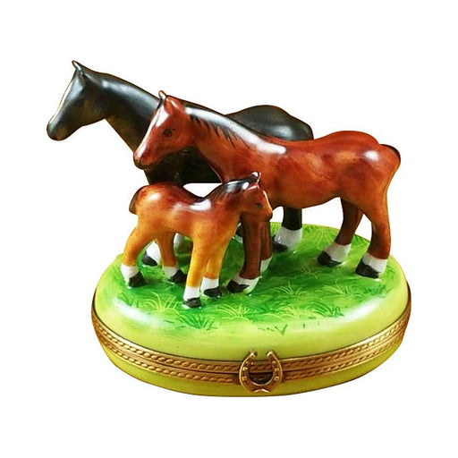Authentic Rochard Three Horses for Equestrian Limoges box, hand-painted in France, from Limoges Boutique