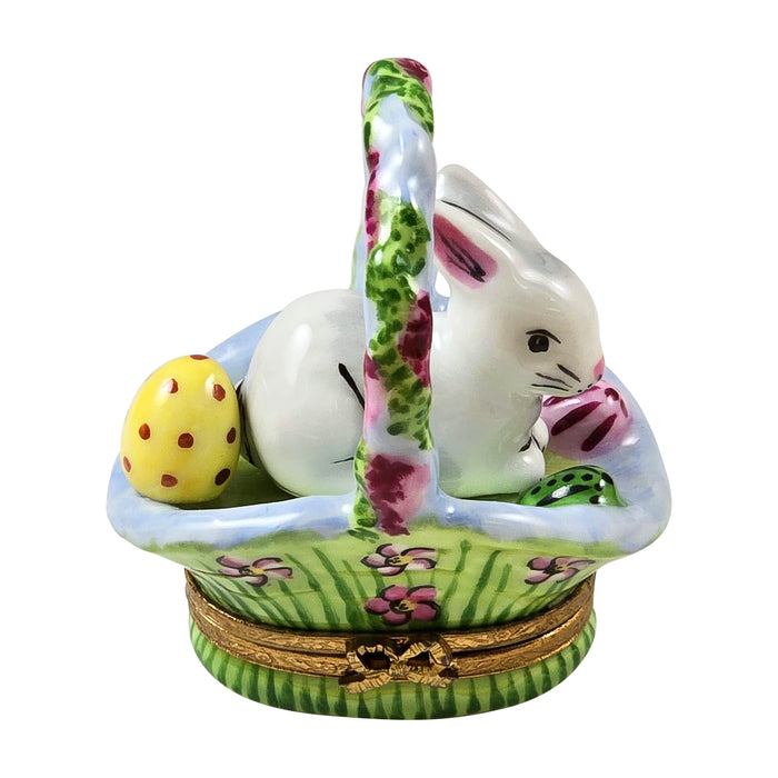 White Rabbit in Easter Basket w Wisteria Limoges Box