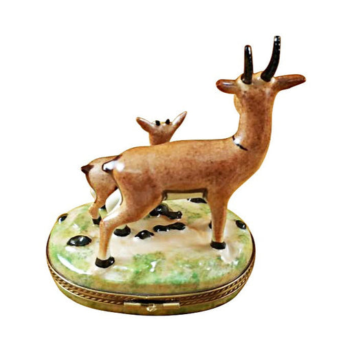 Reverse of the African Antelope with Baby Limoges box, painted all the way around
