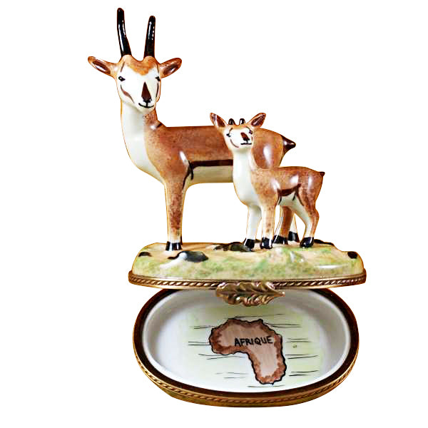 African Antelope with Baby Limoges Box