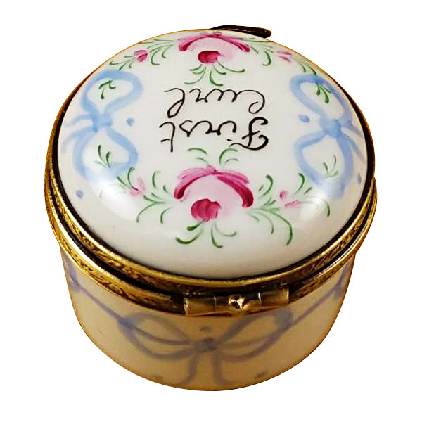 Round Blue First Curl Limoges Box Baby Keepsake Gift Authentic Limoges Box