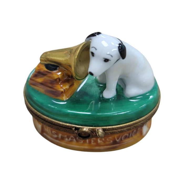 RCA Dog w Victrola record player Limoges Box Porcelain Figurine-Music LIMOGES BOXES-CH2P177