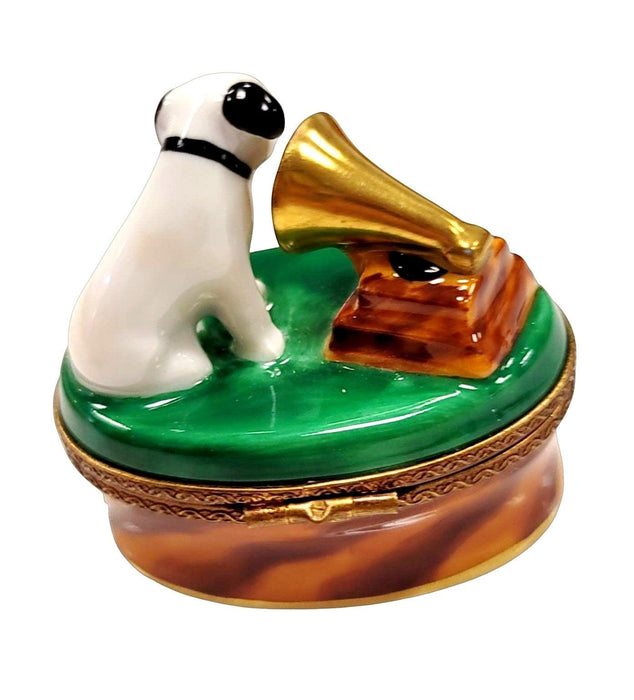 RCA record Dog Limoges Box Porcelain Figurine-Dog music-CH2D117
