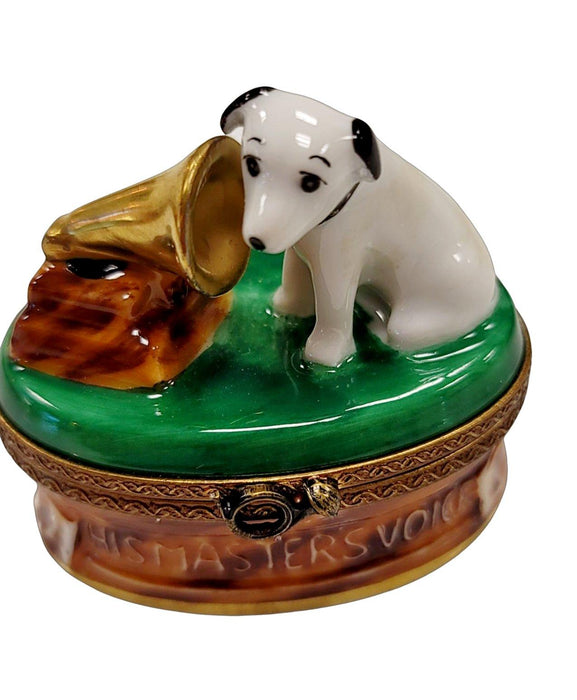 RCA record Dog Limoges Box Porcelain Figurine-Dog music-CH2D117
